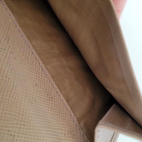 PRADA Beige Tan Leather Wallet Small Saffiano Card Case Holder Bifold - Picture 6 of 10